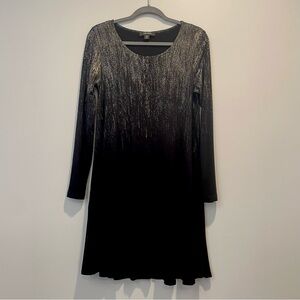 Karen Kane Long Sleeve Knee Length silver and black gradient Dress